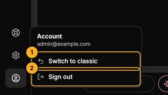 The account menu