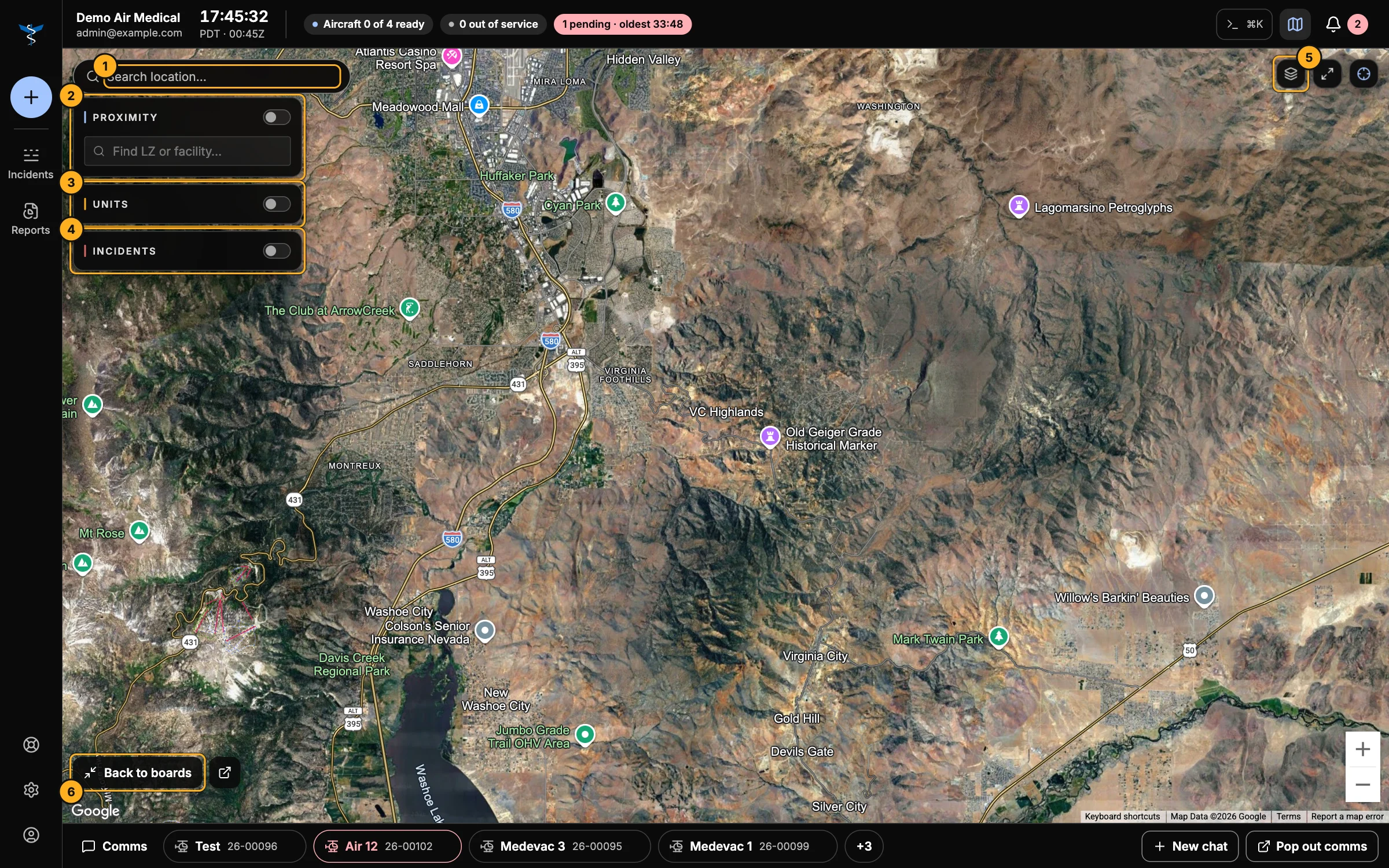 The full-screen map