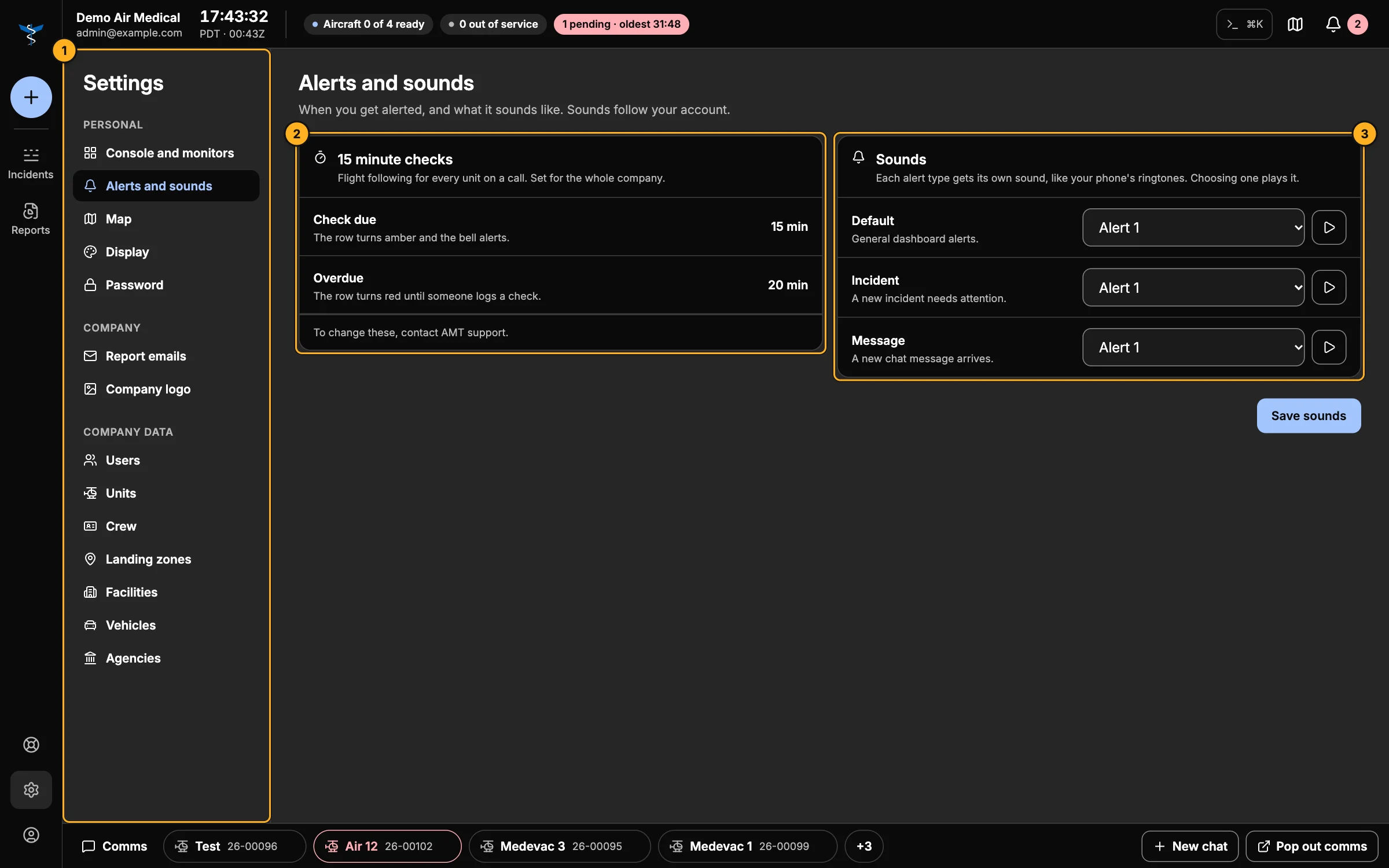 Alerts and sounds