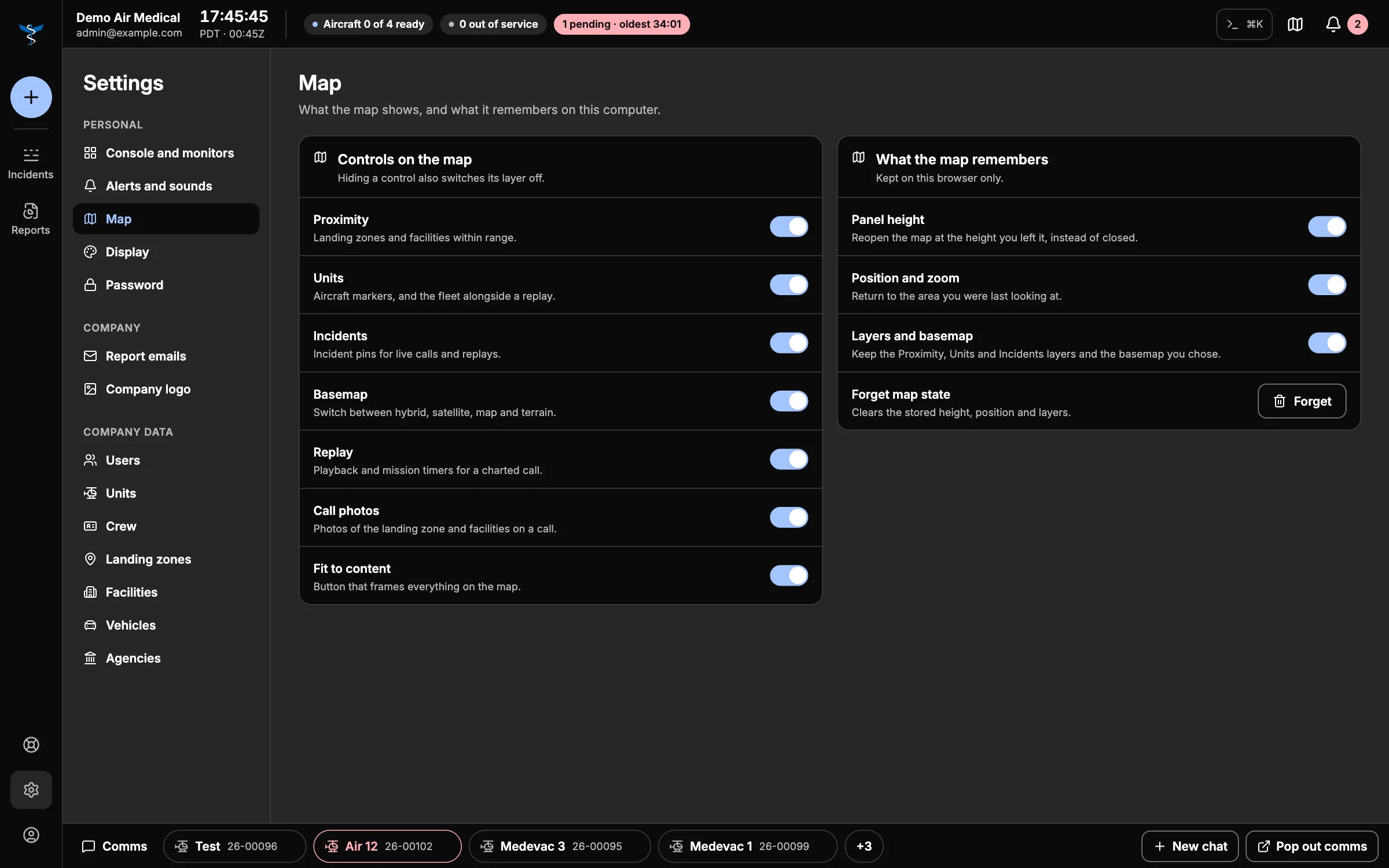 Map settings
