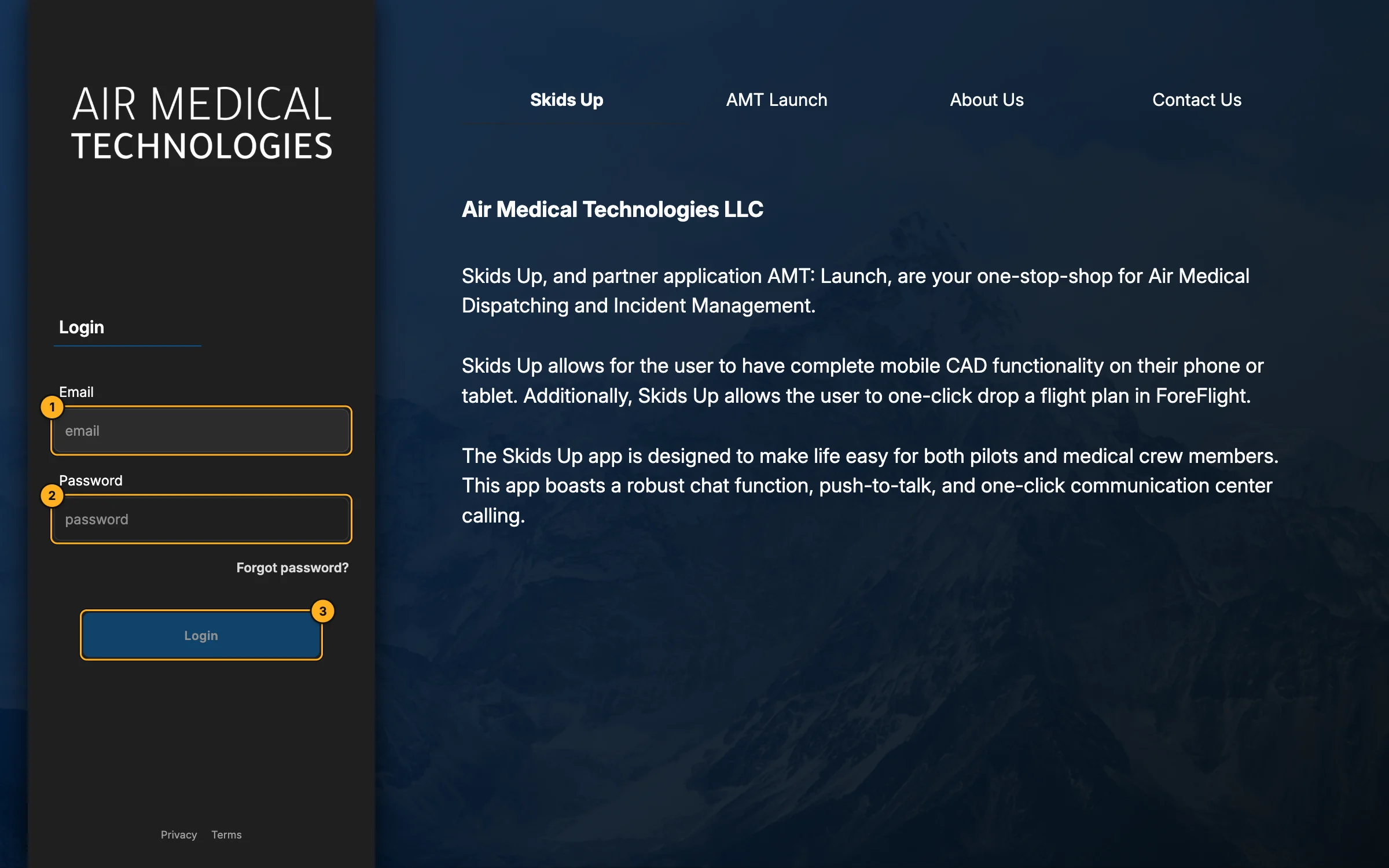 The sign-in page