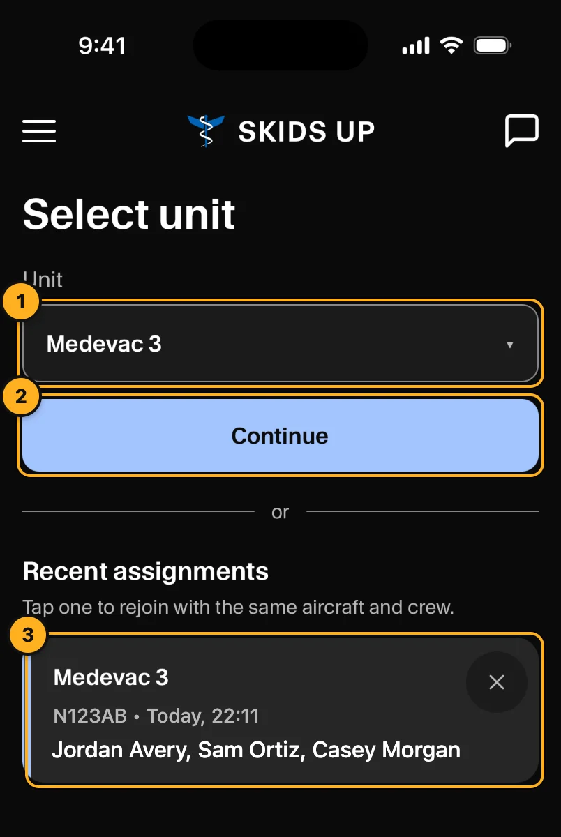 Select unit